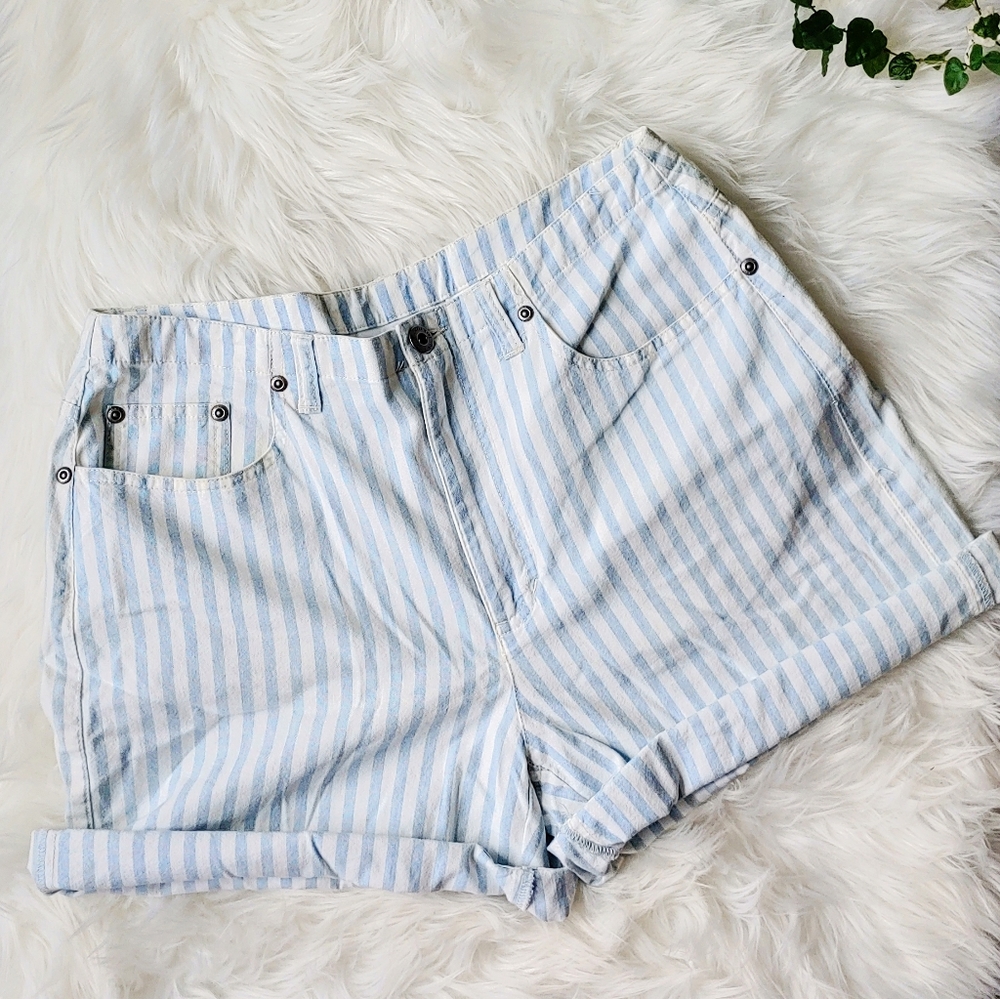 Vintage 90's Blue & White Striped Shorts